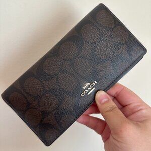 NWT! RARE! Coach Bifold Wallet In Signature Canvas F88026 Brown/Black Women's